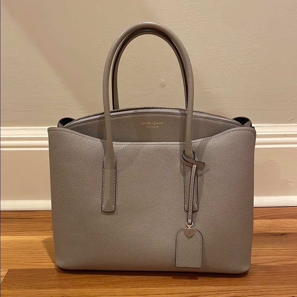 Kate Spade Gray Tote Bag with Top Handles and Minimalist Design